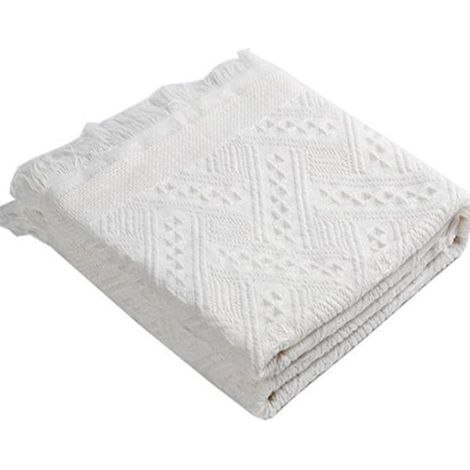 Böhmische Picknickdecke Für Draußen (180 × 230 Cm) – Weiße Strickdecke, Rutschfeste Und Wasserdichte Pe/baumwoll-unterlage/tischdecke