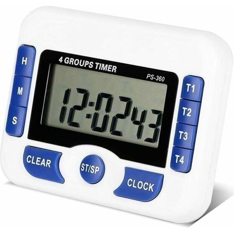 Debuns 4-kanal-multifunktions-countdown-timer, Einstellbarer Digitaler Kochtimer, Magnetischer Laborbesprechungstimer Mit Alarmfunktion