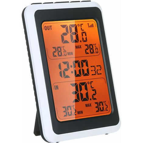 Debuns Drahtloses Innen-/außenthermometer, Digitaler Umgebungstemperaturmonitor Mit Einer Reichweite Von Bis Zu 100 M Und Uhr-hintergrundbeleuchtung (weiß)