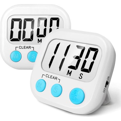 Digitaler Küchentimer – 2er-pack – Lauter Alarm, Große Ziffern Und Magnetständer Zum Kochen Und Backen – Weiß