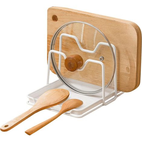 Doppelstöckiges Ablageregal Für Deckel, Multifunktionales Regal Mit Abtropfschale, Ideal Für Spatel, Löffel Und Schneidebretter.