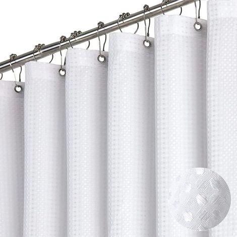 Duschvorhang Mit Waffelmuster Und 12 Haken, Ideal Für Wcs, Badezimmer, Studentenwohnheime Usw. – 180 × 180 Cm, Weiß, 1 Stück