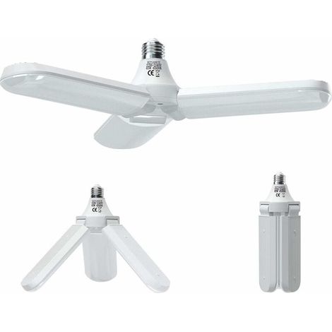 E27 45w Garagenleuchte, Kaltweiß 6500k 5000lm Verformbare Werkstattleuchte Mit 3 Verstellbaren Paneelen, Led-deckenleuchte, Für Garagen, Lagerhallen, Turnhallen (1 Stück) [energieklasse E]