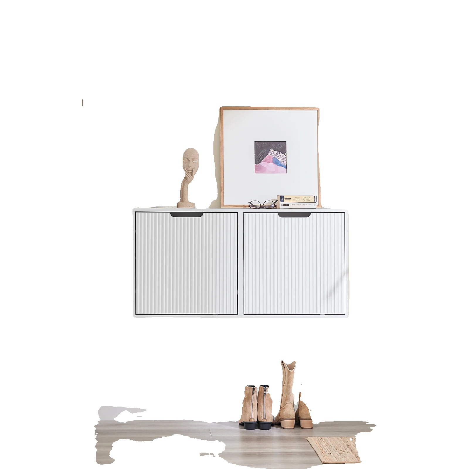 Schuhschrank, Kippstabilität, Schlankes Design, Weiss
