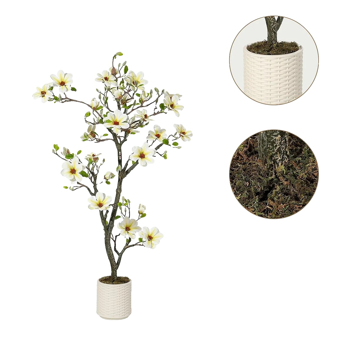 Künstlicher Magnolienbaum, Elegantes Design, Pflegeleicht, 150cm