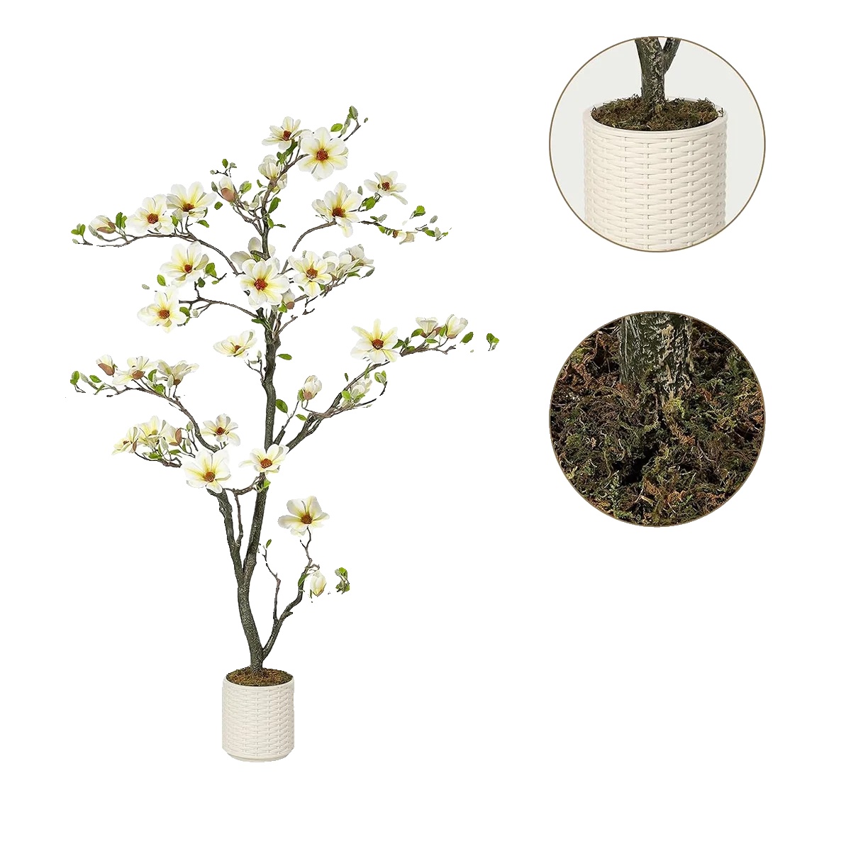 Künstlicher Magnolienbaum, Elegantes Design, Pflegeleicht, 180cm