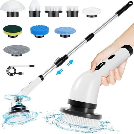 Elektrische Reinigungsbürste – 9 Austauschbare Bürstenköpfe – Für Bad, Küche Und Mehr, 1 Set (weiß)