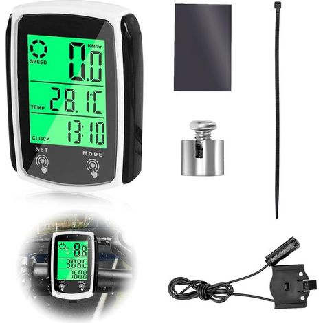 Fahrradkilometerzähler – Fahrradcomputer – 19 Funktionen – Automatische Hintergrundbeleuchtung – Wasserdicht – Fahrradtacho – Einfache Montage