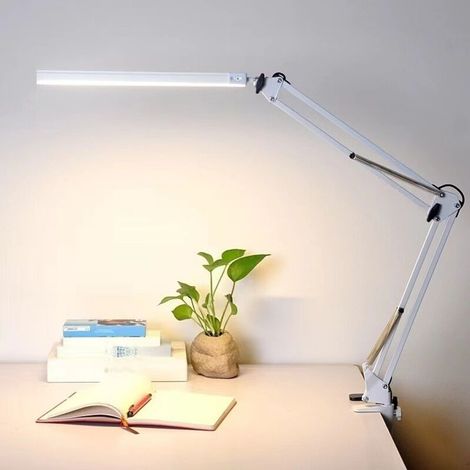 Faltbare Led-schreibtischlampe Mit Langem Arm – Geeignet Für Schlafzimmer, Büros Usw. – 1 Stück, Weiß