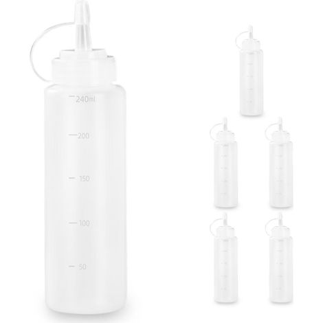 Flexible 240-ml-flasche, Weiß, 6er-pack – Bpa-frei, Auslaufsichere Dosierflaschen, Küchenpipette, Für Soßen Zum Malen, Kochen, Ketchup, Scharfe Soßen, Olivenöl Und Mehr