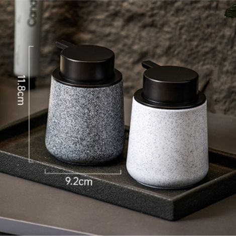 Flüssigseifenspender, Leicht Zu Bedienender Keramik-seifenspender Mit Dekorativer Pumpe Für Das Badezimmer (weiß) – 250 Ml