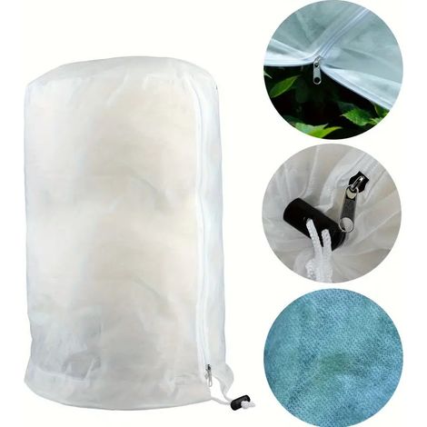 Frostschutzabdeckungen Für Pflanzen, Frostschutzabdeckungen Für Gartenpflanzen, Winterschutzabdeckung Mit Kordelzug, Fleece-säcke Für Den Garten (weiß)
