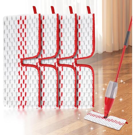 Geeignet Für 4 Ersatzköpfe Des Spray Max Mop 1-2 Fransenmopps, Kompatibel Mit Vileda Promist Max, Wiederverwendbar, Doppelseitig, Mikrofaser, Für Trockene Oder Nasse Anwendung.