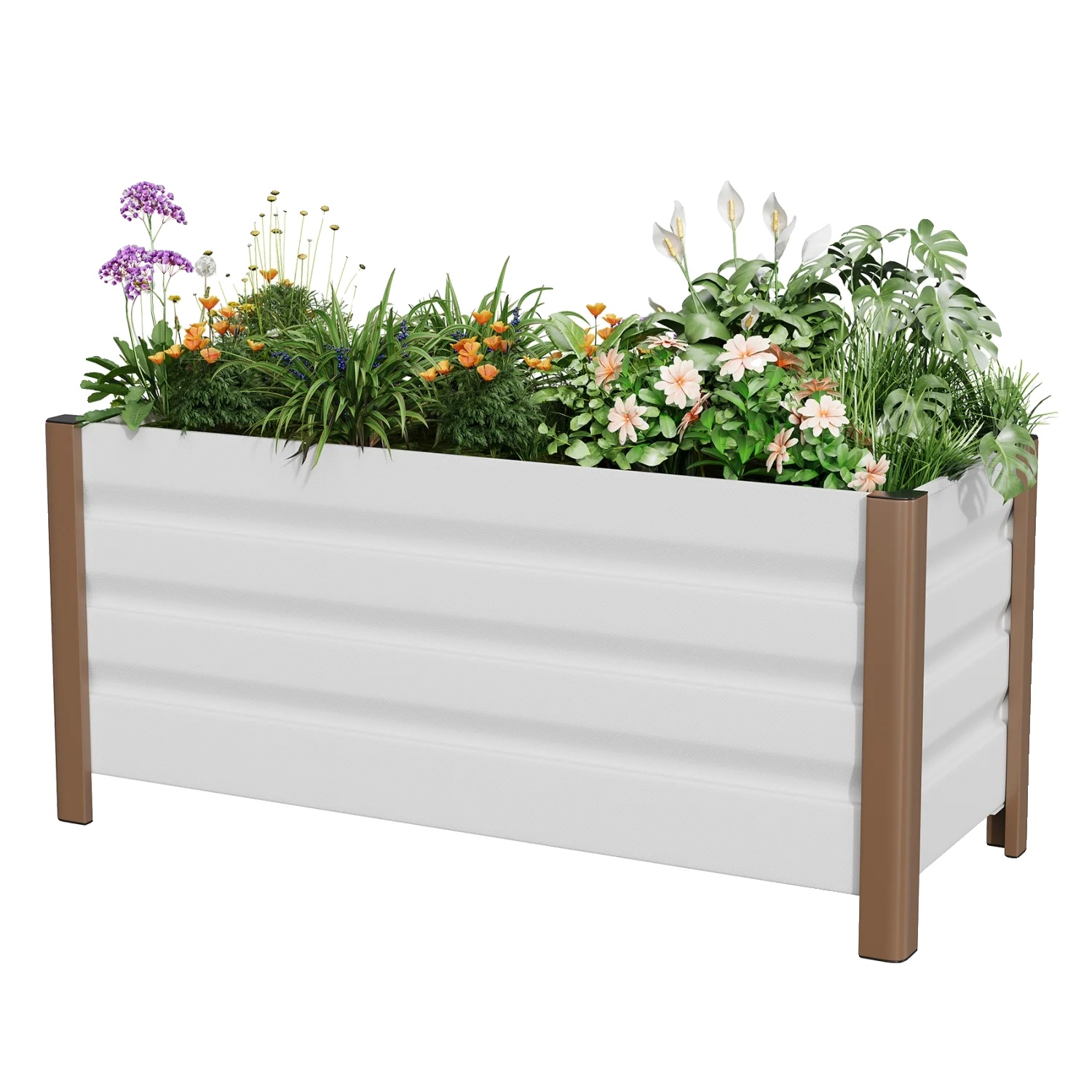 Hochbeet, Effizientes Entwässerungssystem, Modernes Design, Weiß-100x40x45 Cm