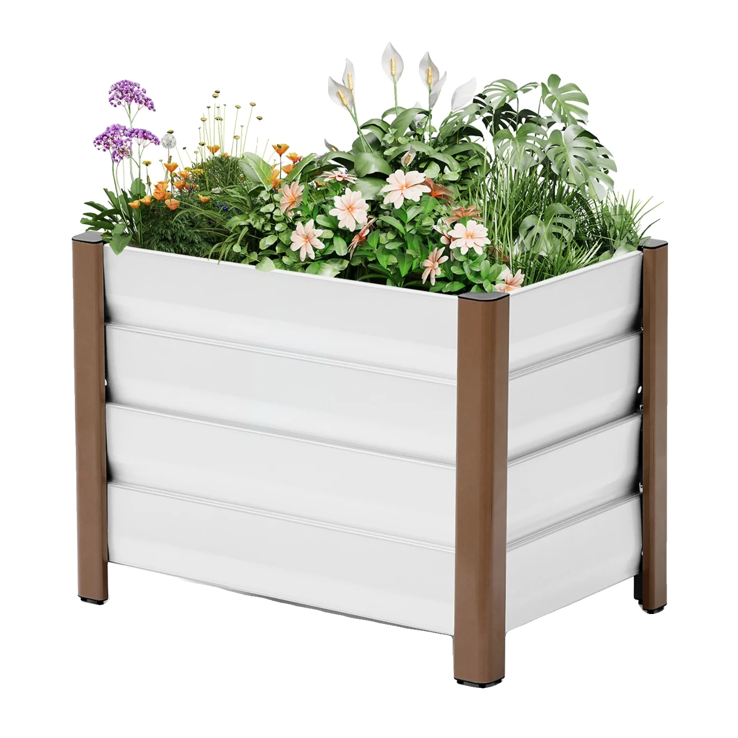 Hochbeet, Effizientes Entwässerungssystem, Modernes Design, Weiß-60x40x45 Cm