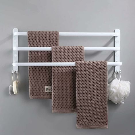 Honphier Wandmontierter Handtuchhalter, Badezimmer-handtuchhalter, Handtuchablage Mit Haken, Handtuchhalter Aus Aluminium Für Küche, Badezimmer, Hotel (weiß, 60 Cm)