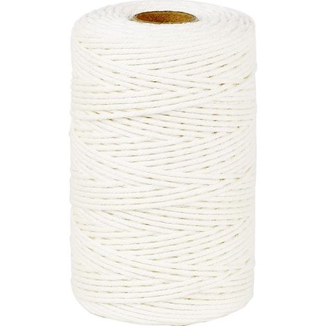 Hanfseil – Multifunktionales Weißes Hanfseil – 182 Meter, 2 Millimeter – Geeignet Zum Kochen, Backen, Für Fleisch, Pute, Würstchen, Grillen Und Geschenkverpackungen
