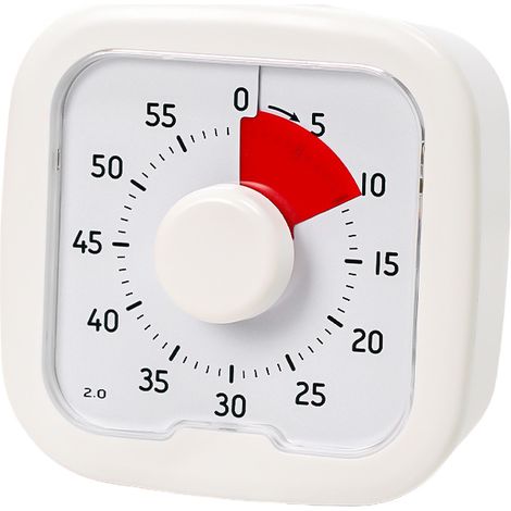 Home Mod - 60-minuten-visualtimer Home Edition - Für Heimschulbedarf, Lernhilfe, Schreibtischtimer, Geräuschlose Montage (weiß)