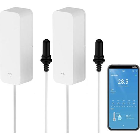 Intelligentes Wlan-thermometer Und Hygrometer Mit Sonde – Geeignet Für Gefrierschränke, Kühlschränke Und Aquarien – 1 Gerät, 1 Meter Kabel