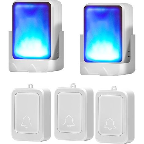 Kabellose Türklingel – 3 Sender Und 2 Empfänger – 7 Lichtfarben Und 4 Lautstärkestufen – Ideal Für Zuhause, Büro, Senioren Und Hörgeschädigte