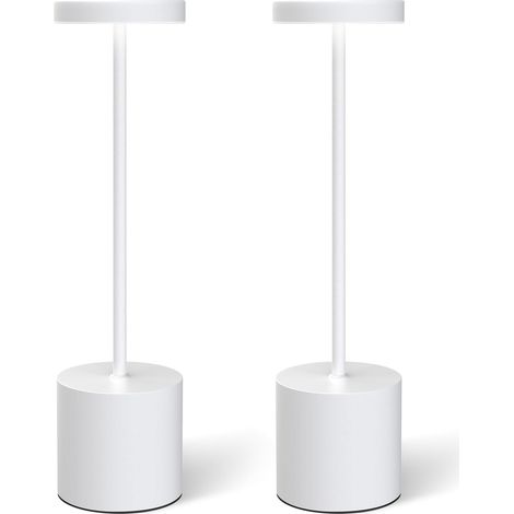 Kabellose, Wiederaufladbare Tischlampen, 2er-set, Tragbare Led-schreibtischlampe, Kabellose Usb-tischlampe – 3 Dimmbare Lichtfarben (weiß)