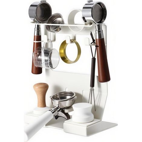 Kaffeezubehör-organizer – Stahlständer Für Tamper Und Siebträger (51–54 Mm) – Kompakte Barista-station Für Zuhause Und Büro – Weiß