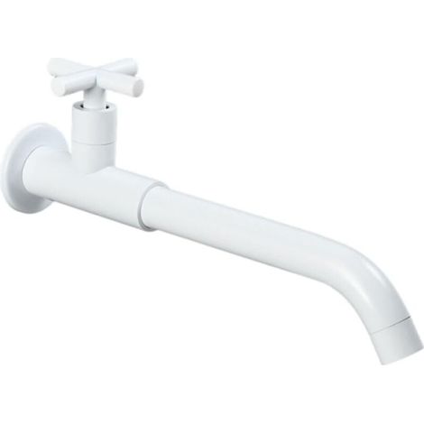 Kaltwasserhahn – 360° Drehbar – Mit Kreuzgriff – Für Küchenspülen Und Gärten – Weiß – 1 Stück – 28 Cm