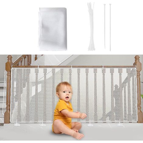 Kindersicherheitsnetz, Babysicherheitsnetz Für Balkon Und Treppe, 300 X 90 Cm (l X H), Treppenschutzgitter Aus Netzgewebe Für Katzen Und Spielzeug, Weiß, Dick