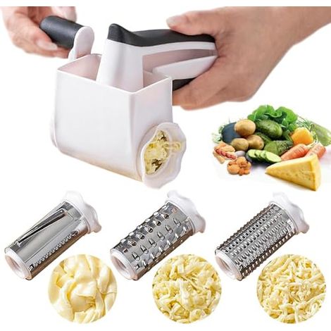 Klassische Käsereibe – 3-in-1 Manuelle Trommelreibe, Geeignet Für Käse Und Verschiedene Gemüsesorten