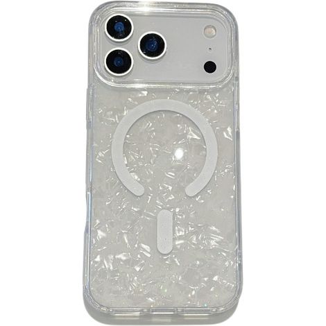 Kompatibel Mit Iphone 17 Pro Max – Magnetische Hülle Mit Muschelstruktur – Schimmerndes, Durchscheinendes Weiß