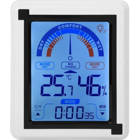 Lcd-touchscreen, Digitale Wetteruhr, Temperatur- Und Feuchtigkeitsanzeige, Thermometer Und Hygrometer Von Debuns