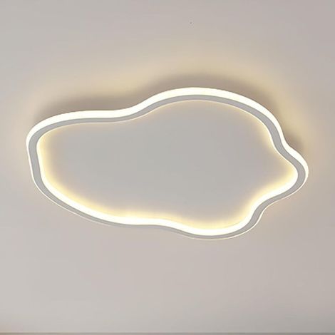 Led-deckenleuchte Mit Augenschutz – Geeignet Für Wohnzimmer, Esszimmer, Küche Und Büro – Unregelmäßige Wolkenform, Weiß.