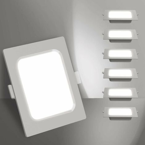Led-einbauleuchte, 9 W (entspricht 72 W), 6500 K Kaltweißes Licht, Weiß, Led-einbaustrahler Für Den Innenbereich, Led-wandleuchte, Ø 110–120 Mm, 6er-pack [energieklasse E]