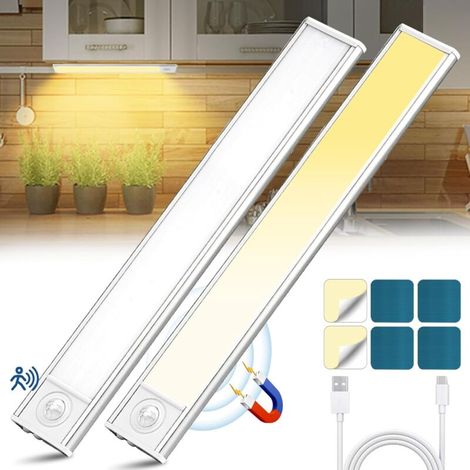 Led-küchenleuchte, Kabellose, Per Usb Wiederaufladbare Schrankleuchte, 6500k Led-unterbauleuchte Für Die Küche, Magnetisch Dimmbar Mit Bewegungssensor Für Schrank, Treppenhaus, Küche (20cm² Packung)