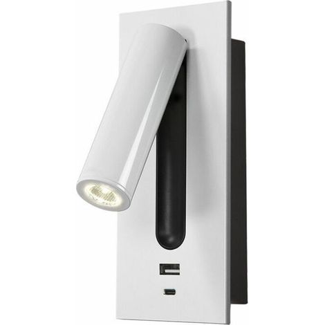 Led-leseleuchte Für Den Nachttisch Mit Verdecktem Schalter, Typ C Einbau-wandleuchte, 350° Drehbar, 90° Klappbar, 3 W, 3000 K Warmweißes Licht, Farbe: Weiß