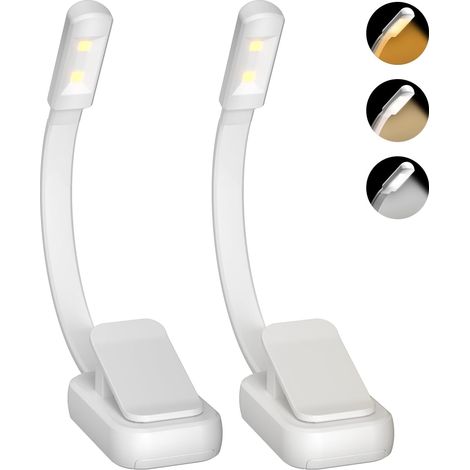 Led-leseleuchte Zum Anklemmen (2 Stück) – 3 Farben, Dimmbar, Aaa-batterie (nicht Im Lieferumfang Enthalten) – Ultraleicht – Ideal Zum Lesen Im Bett