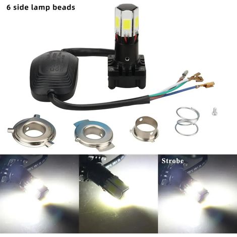 Led-motorradscheinwerfer Mit Sechs Leuchtmodi, 360°-abblend- Und Fernlicht, Universeller Hochleistungsscheinwerfer. Geeignet Für Elektrofahrzeuge, Integrierter Lüfter (1 Stück).