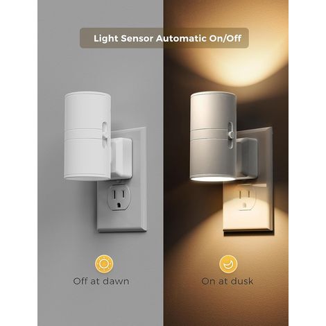 Led-nachtlicht Zum Einstecken – Wandleuchte Mit Lichtsensor – Warmweißes Licht 3000k, Dimmbar (0-100 Lm) – Modernes Nachtlicht Für Kinderzimmer, Badezimmer, Flur Usw.