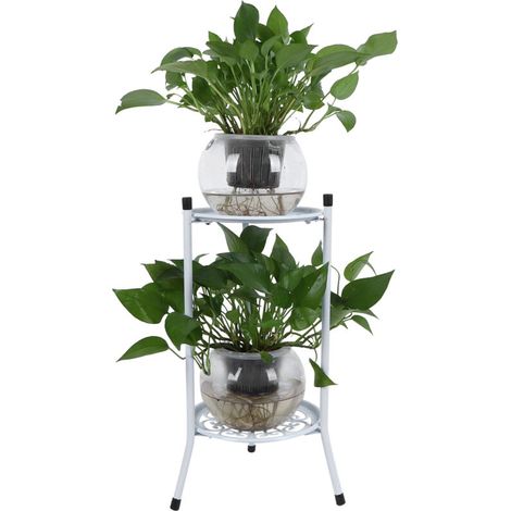 Metallener Pflanzenständer, 50 Cm, Blumentopfständer, 2-stöckig, Für Den Innen- Und Außenbereich