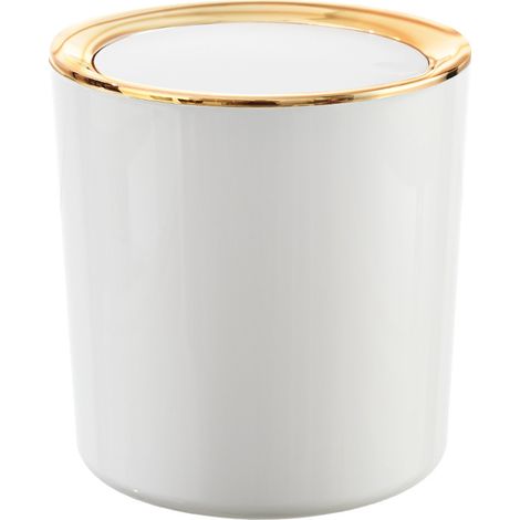 Mini-büromülleimer, Mülleimer Mit Deckel, Kleiner 2,6-liter-kunststoffmülleimer Für Tisch, Badezimmer, Büro, Schminktisch Und Küche (weiß)