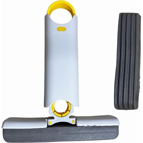 Mini-saugmopp – Schwammkopf, Manuelles Auswringen – Geeignet Für Küche, Bad Usw. – 1 Stiel, 2 Moppköpfe