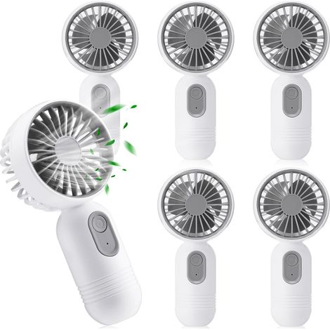Mini-tragventilator, 6 Stück – 3 Geschwindigkeitsstufen, Usb-aufladbar, Leicht, Für Wimpern, Make-up, Drinnen, Draußen Und Auf Reisen (weiß)