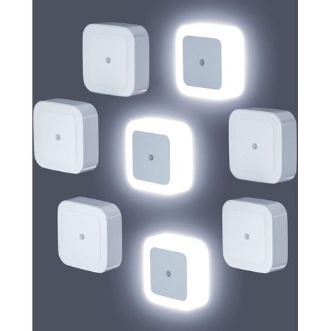Nachtlichter - Set Mit 8 Wand-nachtlichtern - Weißes Licht - Für Schlafzimmer, Badezimmer, Flur