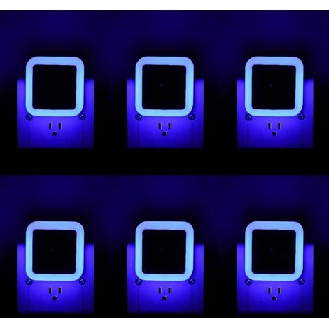 Nachtlichter - Set Mit 6 Wand-nachtlichtern - Blaues Licht - Geeignet Für Schlafzimmer, Badezimmer Und Flur