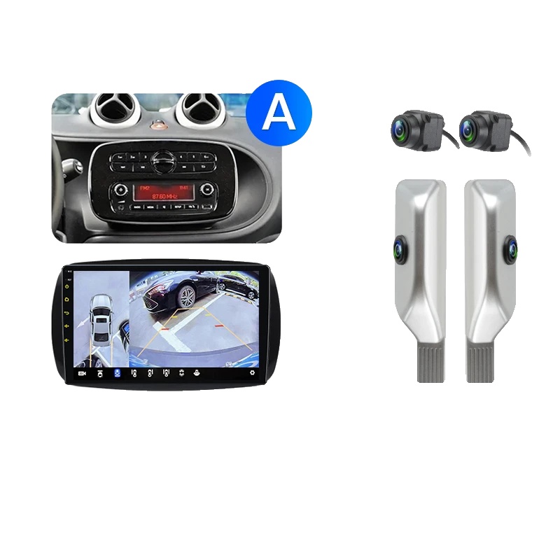 Autoradio, Hochauflösendes Display, Verbesserte Konnektivität, Kompatibel Mit Mercedes Benz Smart 453 Fortwo, V9plus(6gb+128gb)360cam Weiß-a
