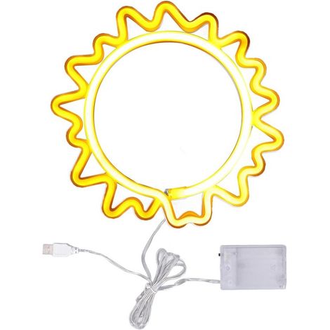 Neon-sonnenlampe – Dekorative Beleuchtung – Wanddekoration – Sicheres, Glasfreies Material – 27 X 27 Cm – Weiß