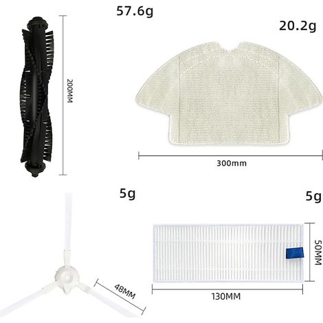 Passend Für Das 7-teilige Zubehörset Des Tefal Rowenta X-plorer Series 75 Rg7687 Saugroboters: Hauptbürste, 2 Seitenbürsten, 2 Tücher Und 2 Filter. Staubsaugerzubehör.