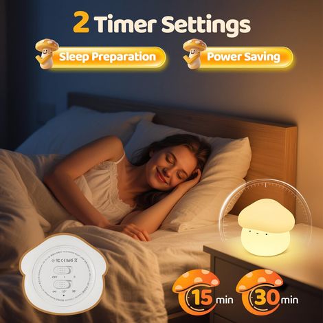 Pilzlampe – Pilz-nachtlicht Mit Timer Für Kinder – Niedliches, Dimmbares Und Benutzerfreundliches Licht – Weiches Silikon-nachtlicht – Wiederaufladbares Nachtlicht Fürs Schlafzimmer