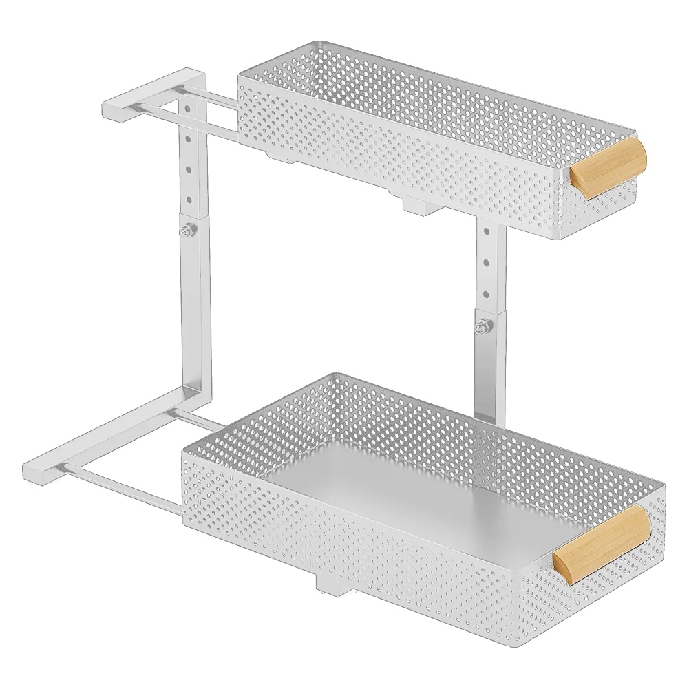 Unter-sink-organizer, Höhenverstellbar, Stabiler Kohlenstoffstahl, Weiß