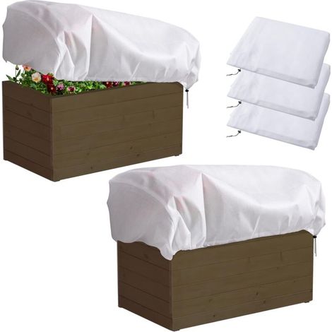 Quadratische Pflanzenabdeckung – Ideal Zum Schutz Ihrer Gartenpflanzen Im Winter – Mit Kordelzug, 3er-set, Weiß, 80 × 60 × 40 Cm